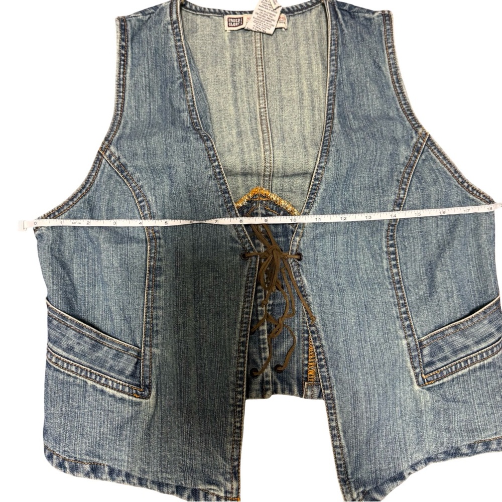 Y2K Vintage Faded Glory Blue Denim Western Vest Size 12 - Picture 3 of 8
